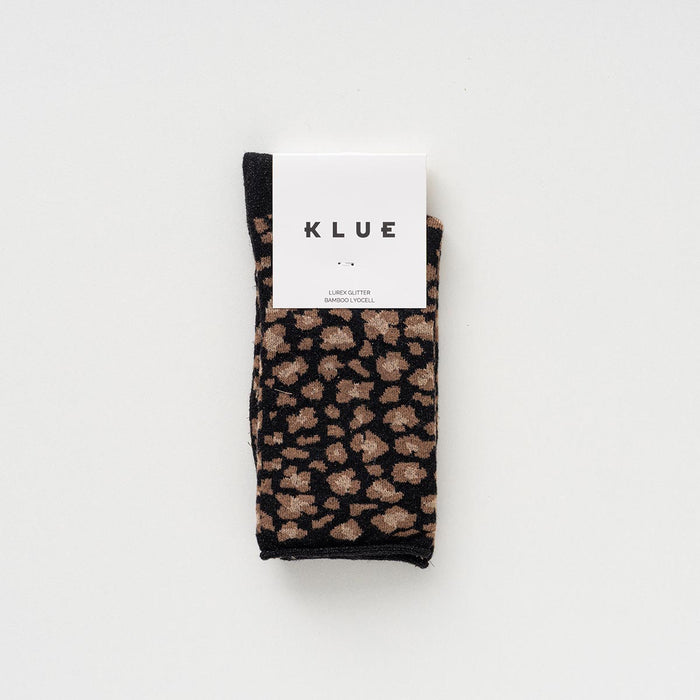 KLUE Glitter Lurex socks in eco-friendly Lyocell | Leopard black