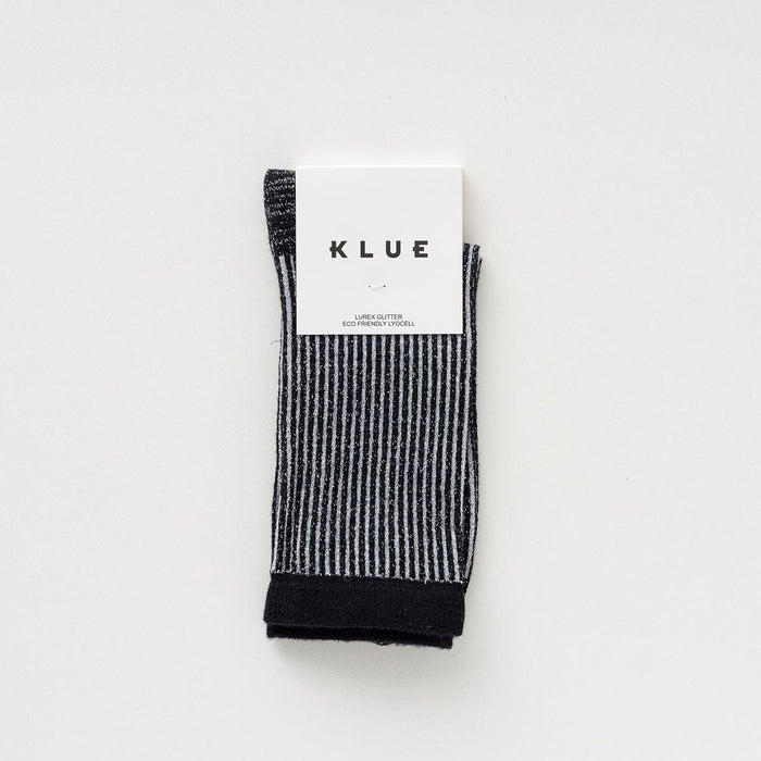 KLUE Glitter Lurex socks in eco-friendly Lyocell | Stripes Black
