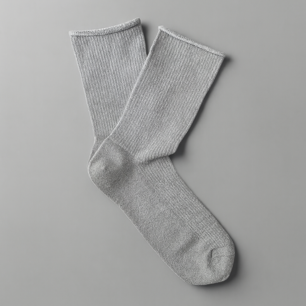 Pair of gray socks on a gray background