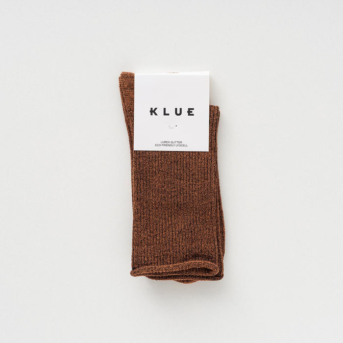 KLUE Glitter Lurex socks in eco-friendly Lyocell | Camel brown