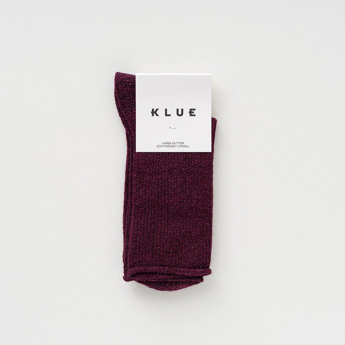 KLUE Glitter Lurex socks in eco-friendly Lyocell | Burgundy wine